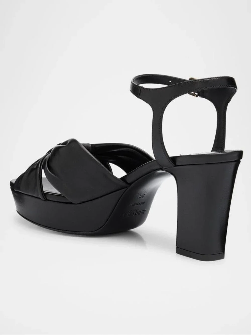 Jimmy Choo Black Leather Heloise Knot Platform Sandals 7